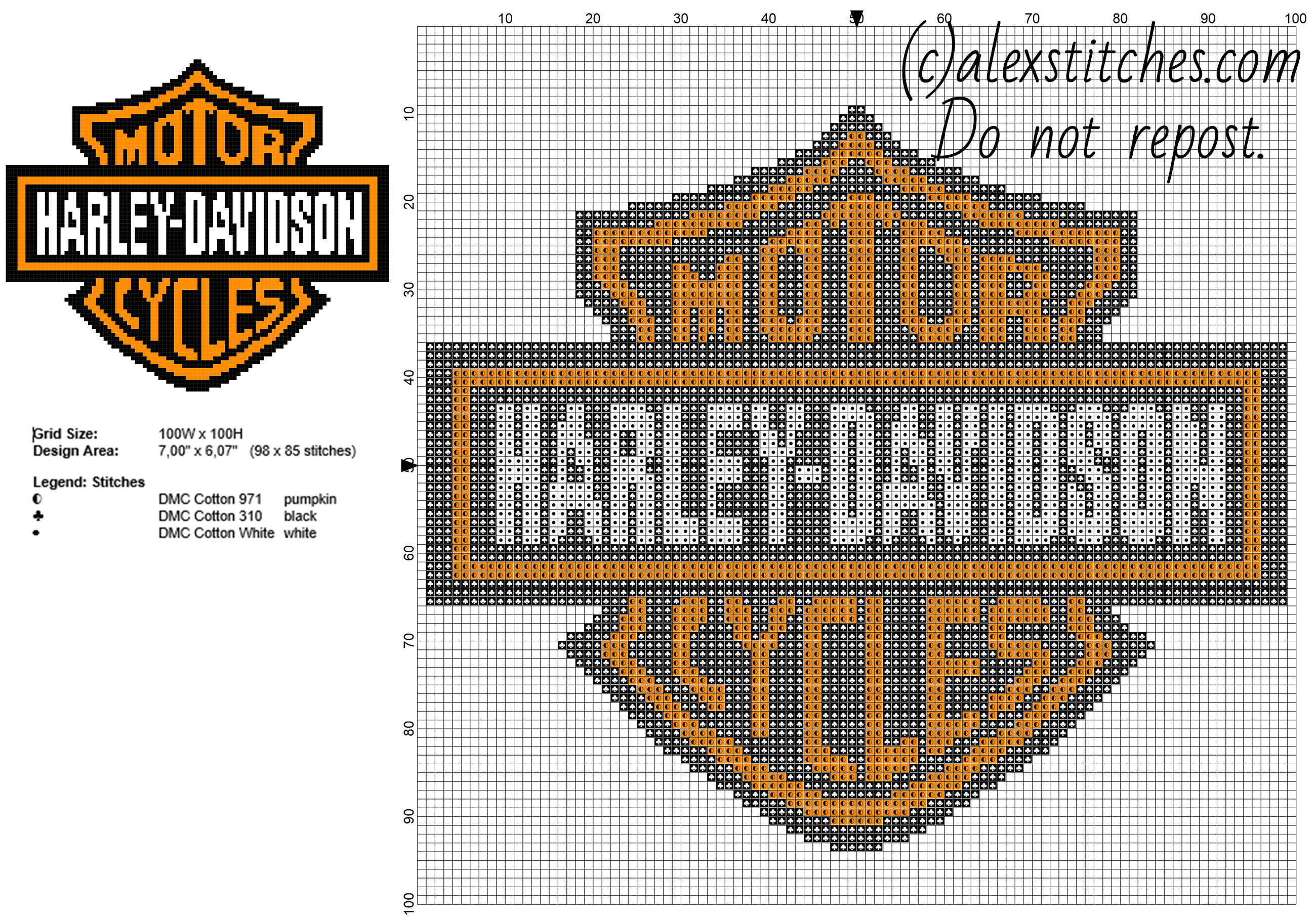 Harley Davidson Motorcycles logo free cross stitch pattern
