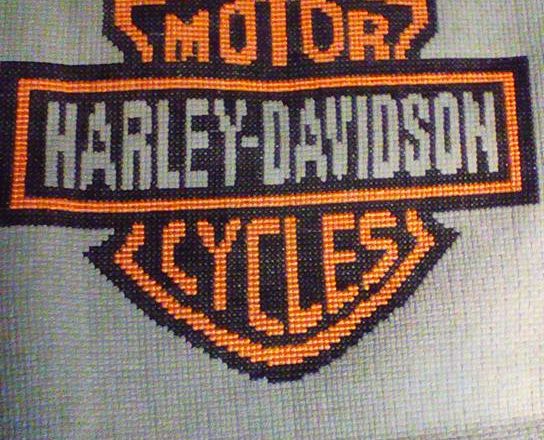 Harley Davidson logo cross stitch work photo author Facebook Fan Debby Pittman