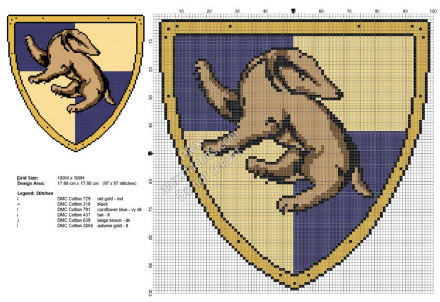 Harry Potter Hufflepuff logo free cross stitch pattern