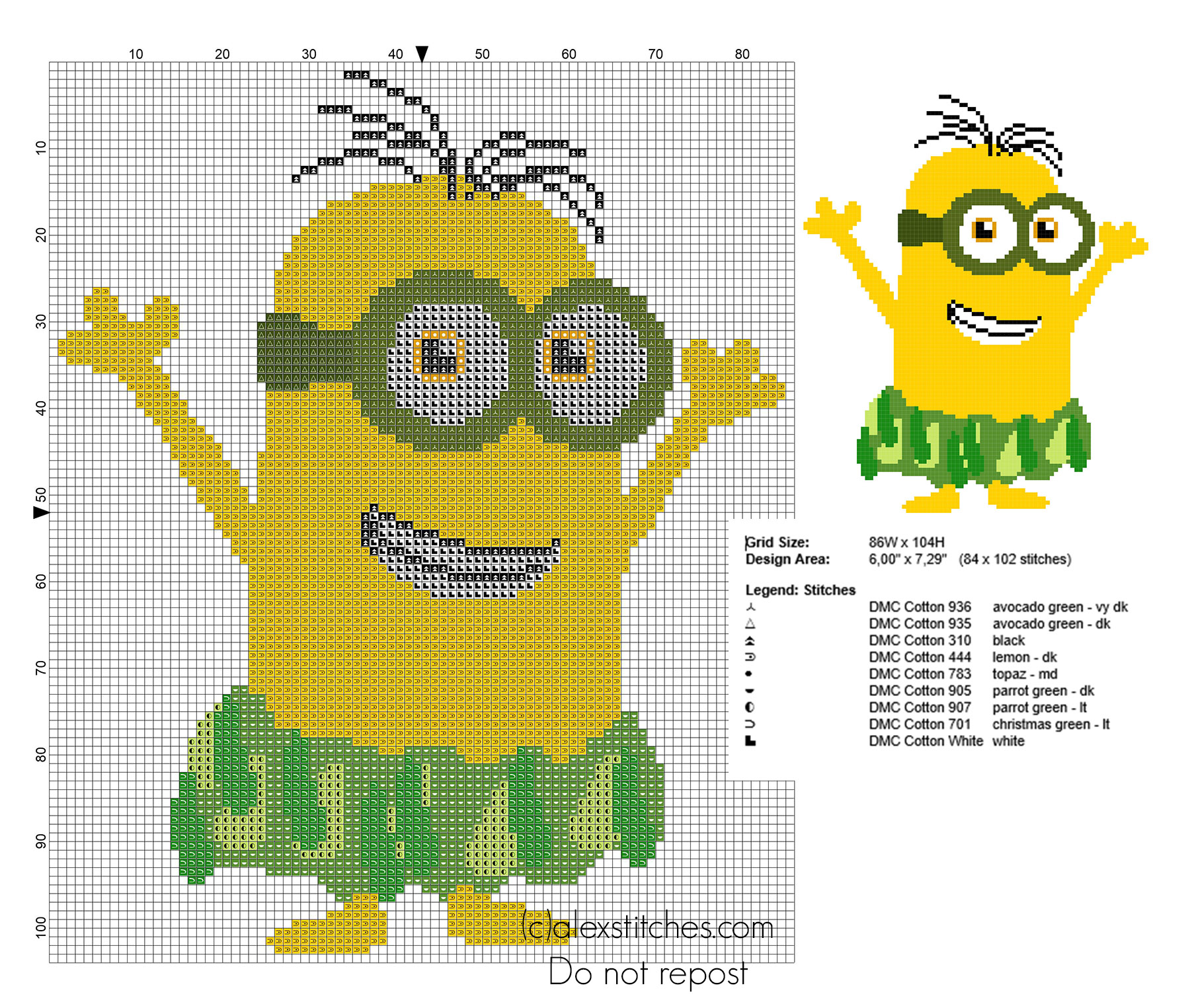 Hawaii Hula Dance Minion from 2015 movie Minions cross stitch pattern