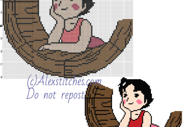 Heidi cartoons free cross stitch pattern 100x81 5 colors