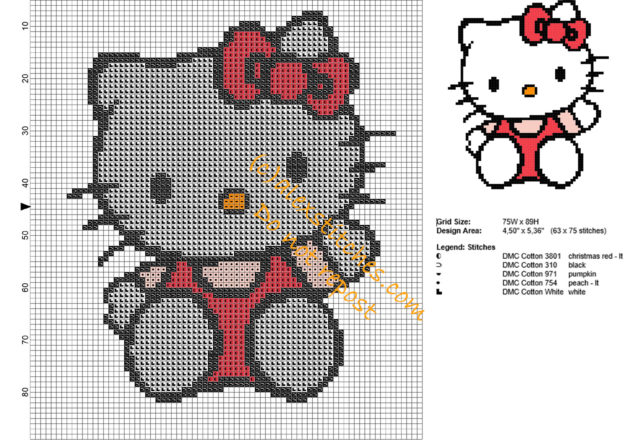 Hello Kitty hello free small cross stitch pattern