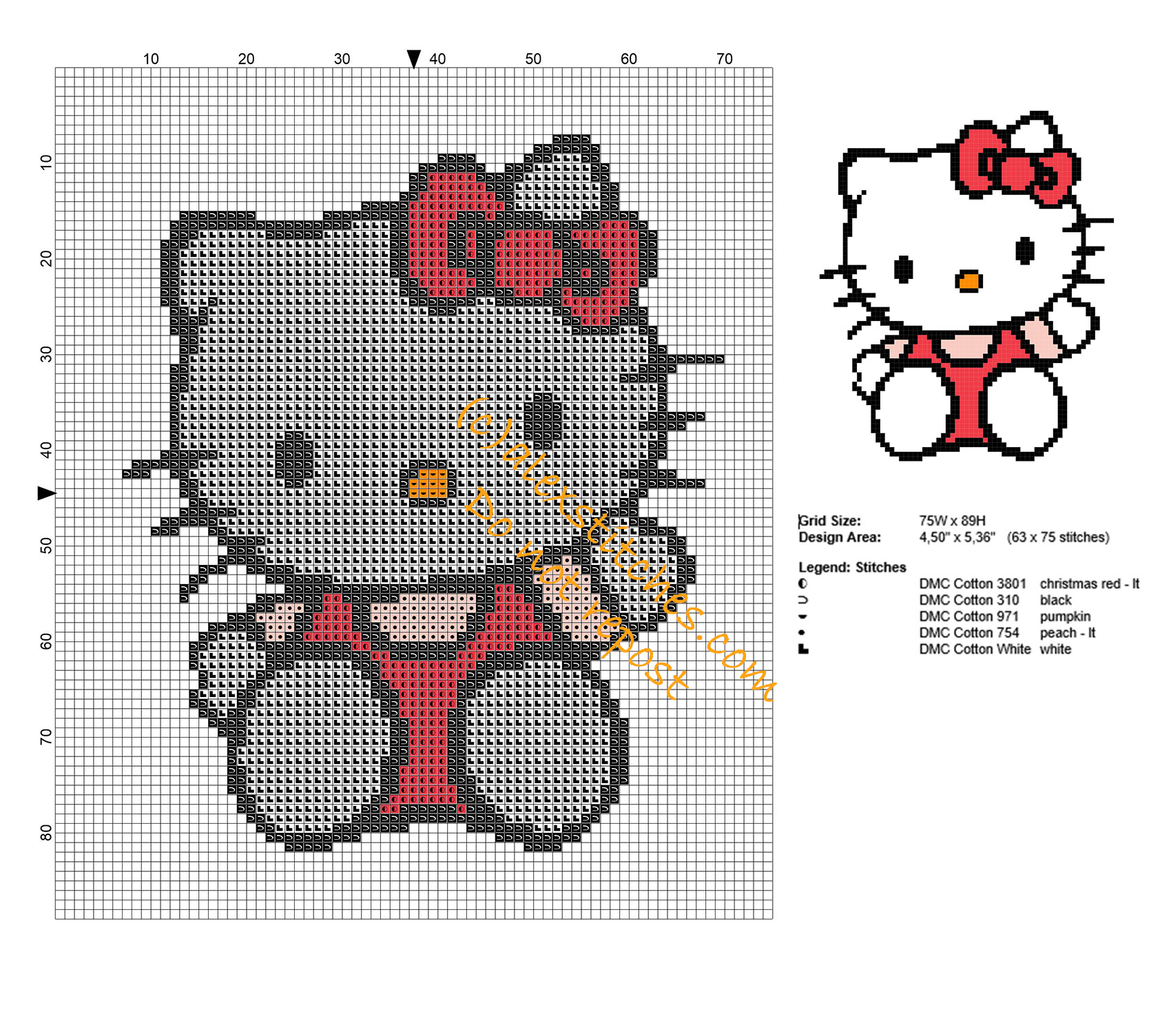 Hello Kitty hello free small cross stitch pattern