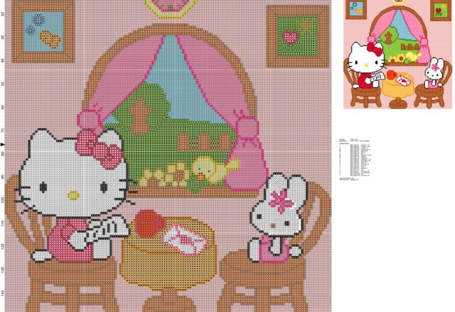 Hello Kitty picture for girls cross stitc pattern