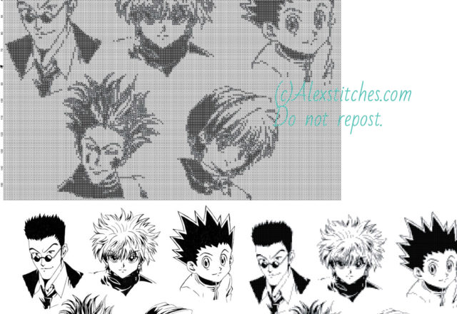 Hunter x Hunter free cross stitch pattern 200x159 6 colors