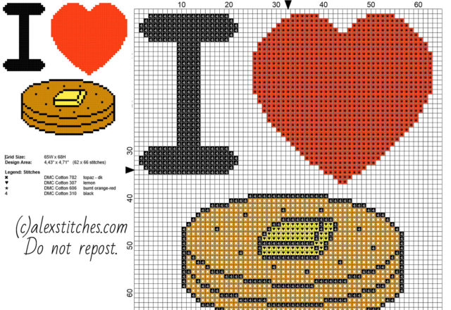 I love pancakes free cross stitch pattern download