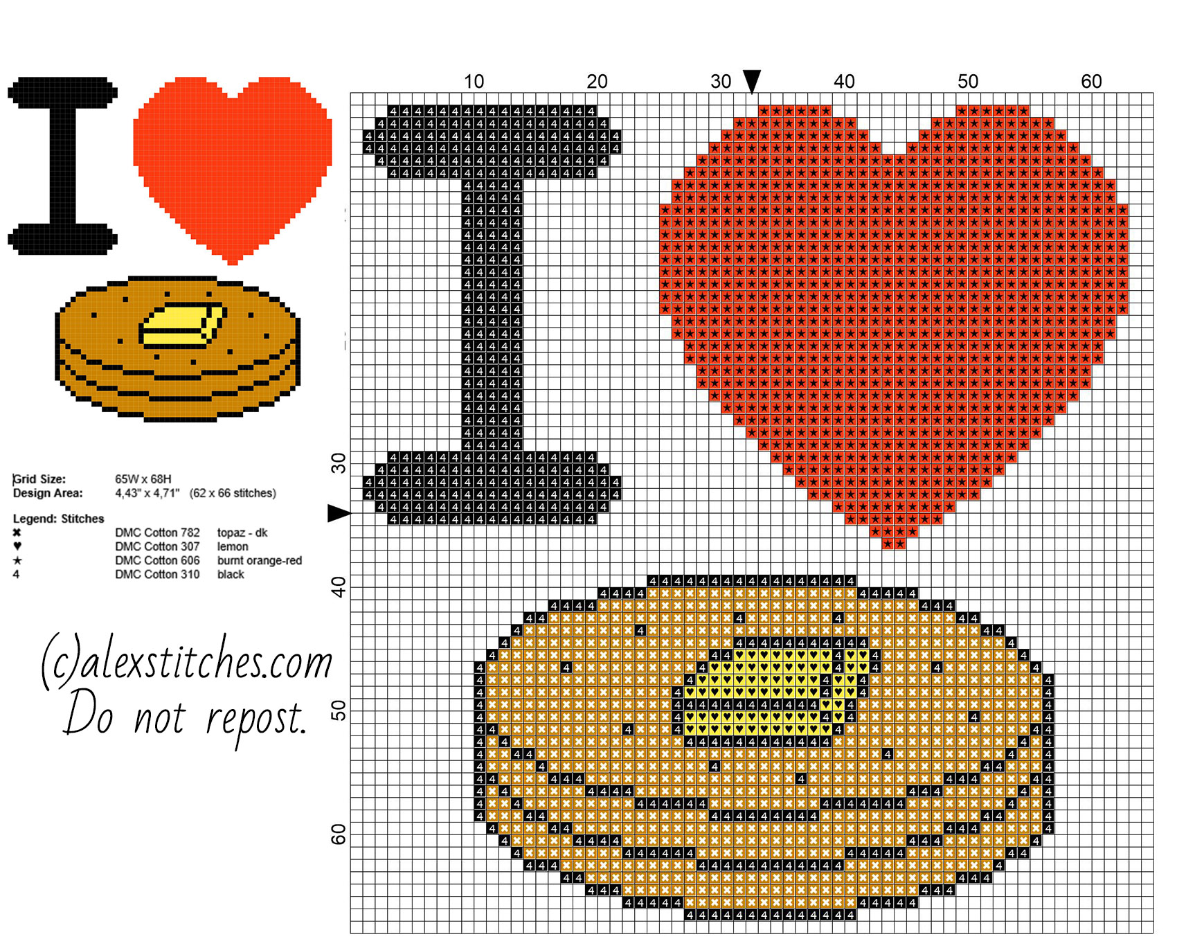 I love pancakes free cross stitch pattern download