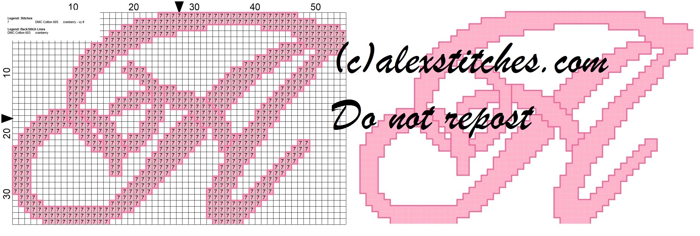 Initial letter a cross stitch pattern