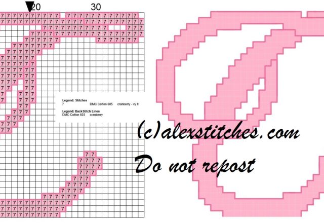 Initial letter c cross stitch pattern