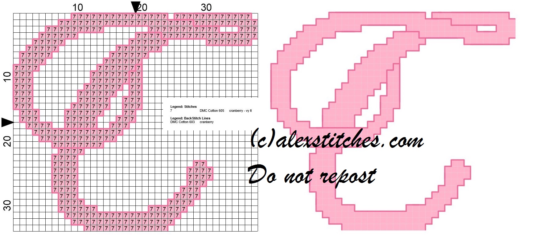Initial letter c cross stitch pattern