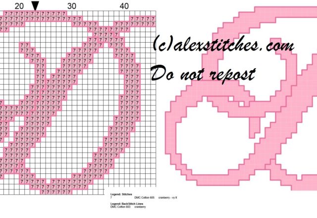 Initial letter d cross stitch pattern