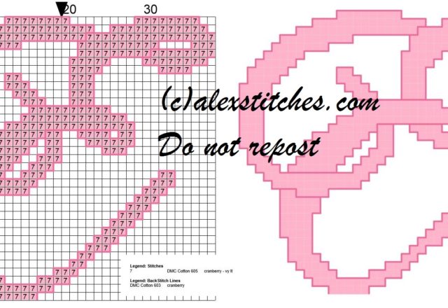 Initial letter e cross stitch pattern