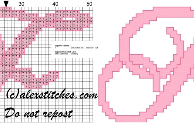 Initial letter f cross stitch pattern