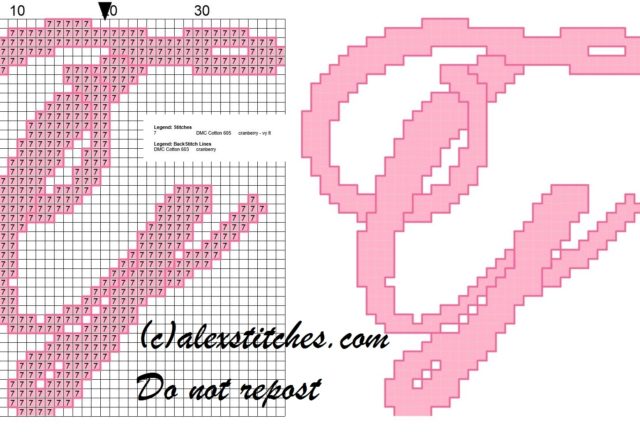 Initial letter g cross stitch pattern