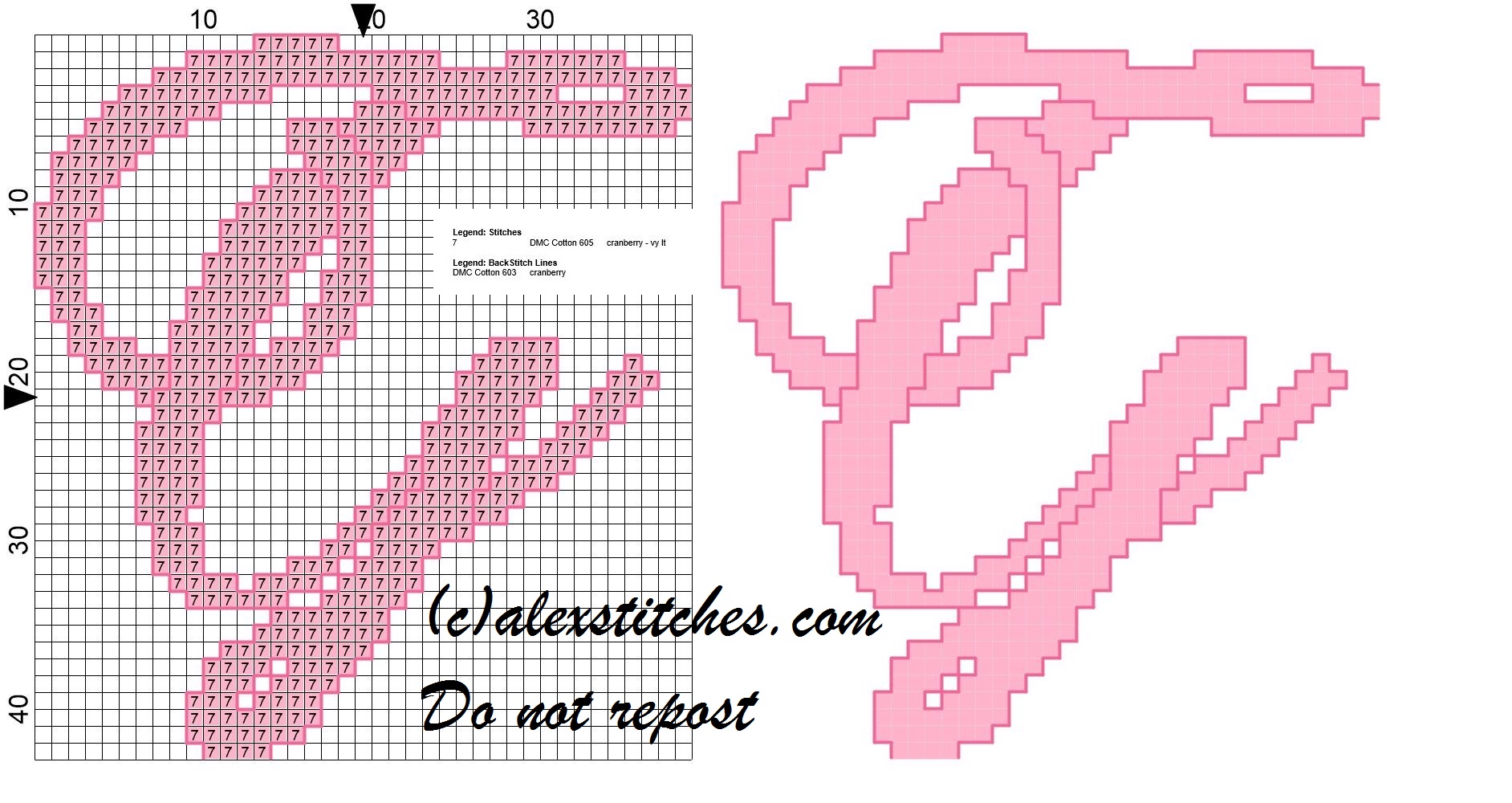 Initial letter g cross stitch pattern