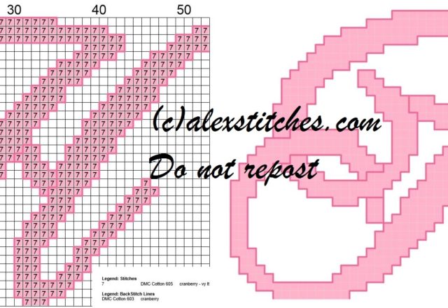 Initial letter h cross stitch pattern