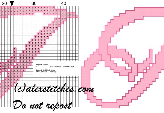 Initial letter i cross stitch pattern