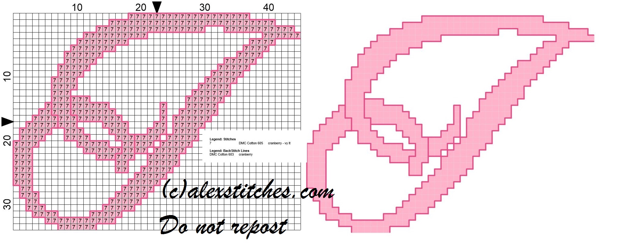 Initial letter i cross stitch pattern