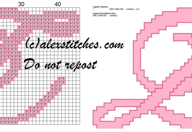 Initial letter l cross stitch pattern