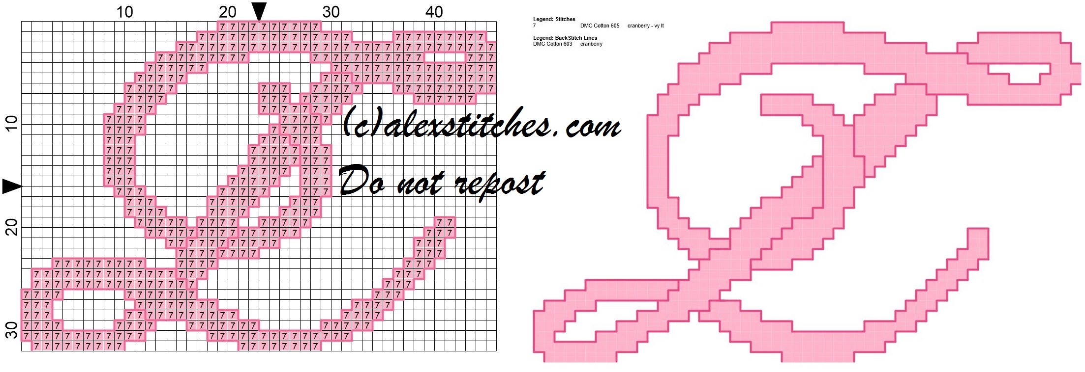 Initial letter l cross stitch pattern