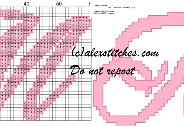 Initial letter m cross stitch pattern