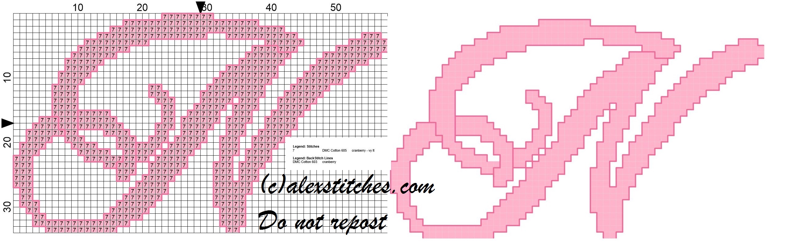 Initial letter n cross stitch pattern