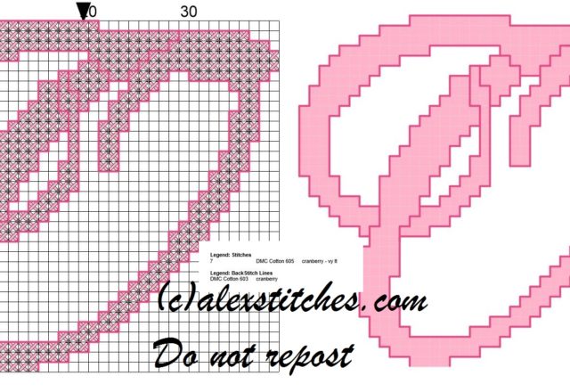 Initial letter o cross stitch pattern