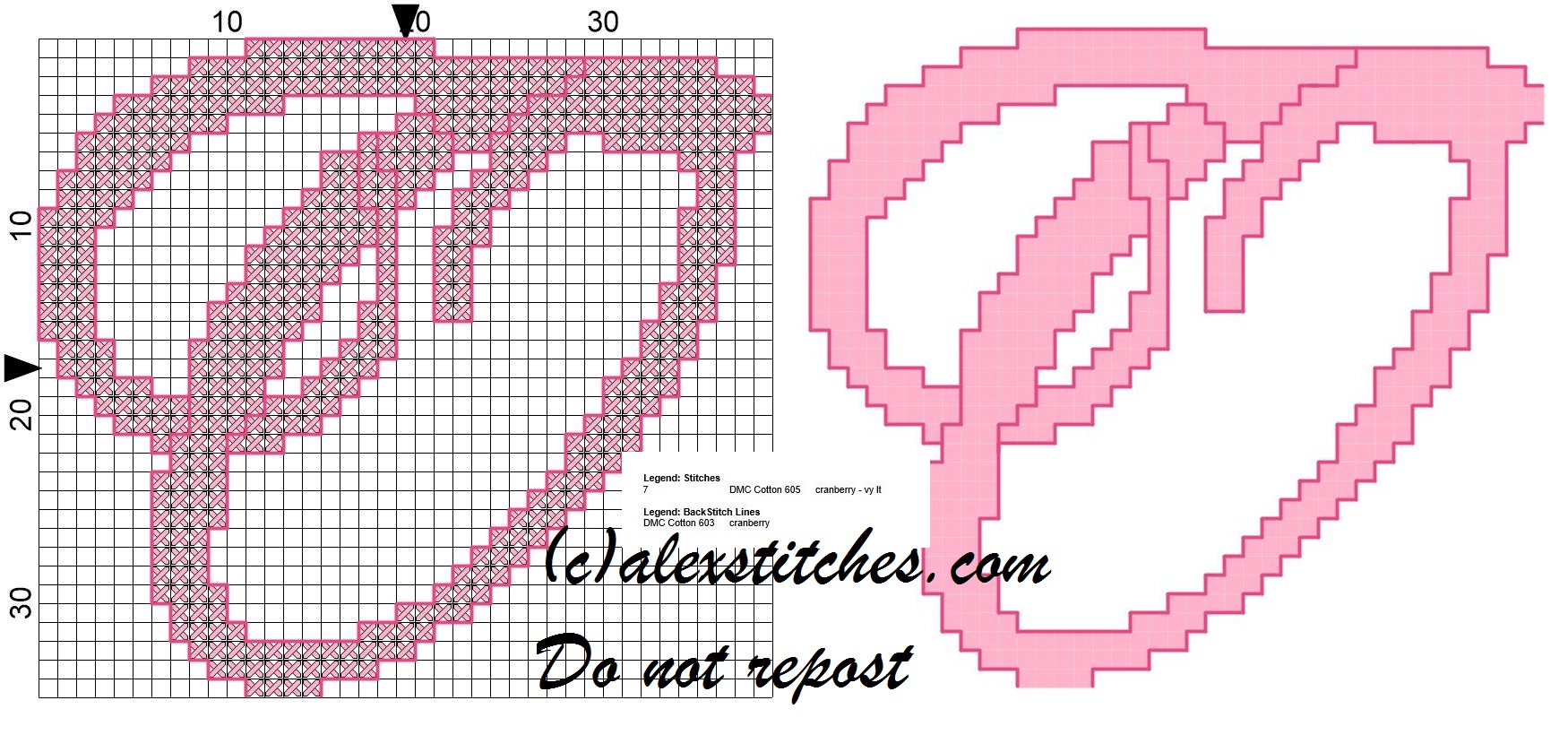 Initial letter o cross stitch pattern