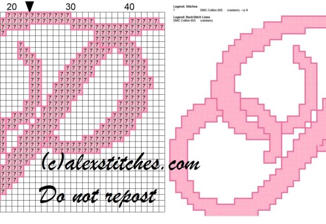 Initial letter p cross stitch pattern