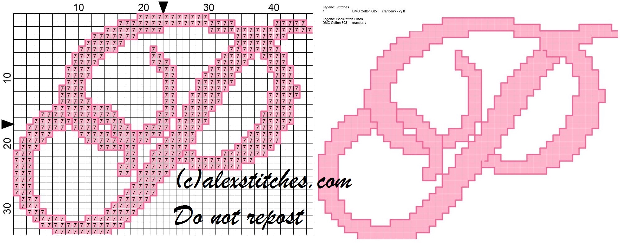 Initial letter p cross stitch pattern