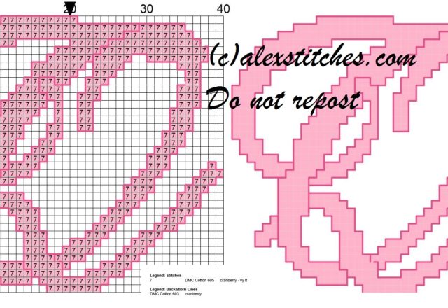 Initial letter q cross stitch pattern