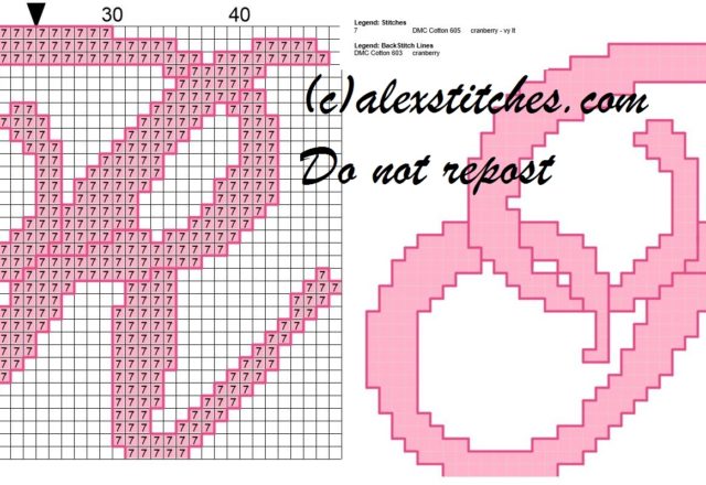 Initial letter r cross stitch pattern