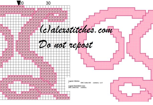 Initial letter s cross stitch pattern