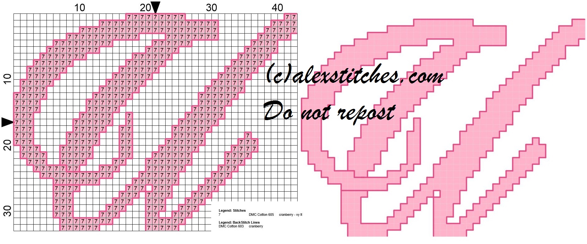 Initial letter u cross stitch pattern