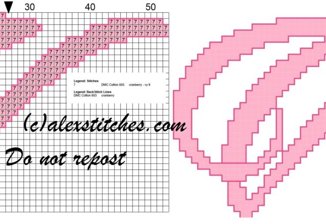 Initial letter v cross stitch pattern