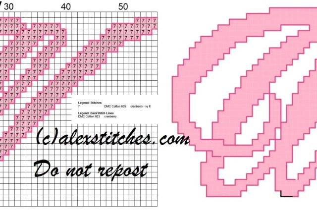 Initial letter w cross stitch pattern