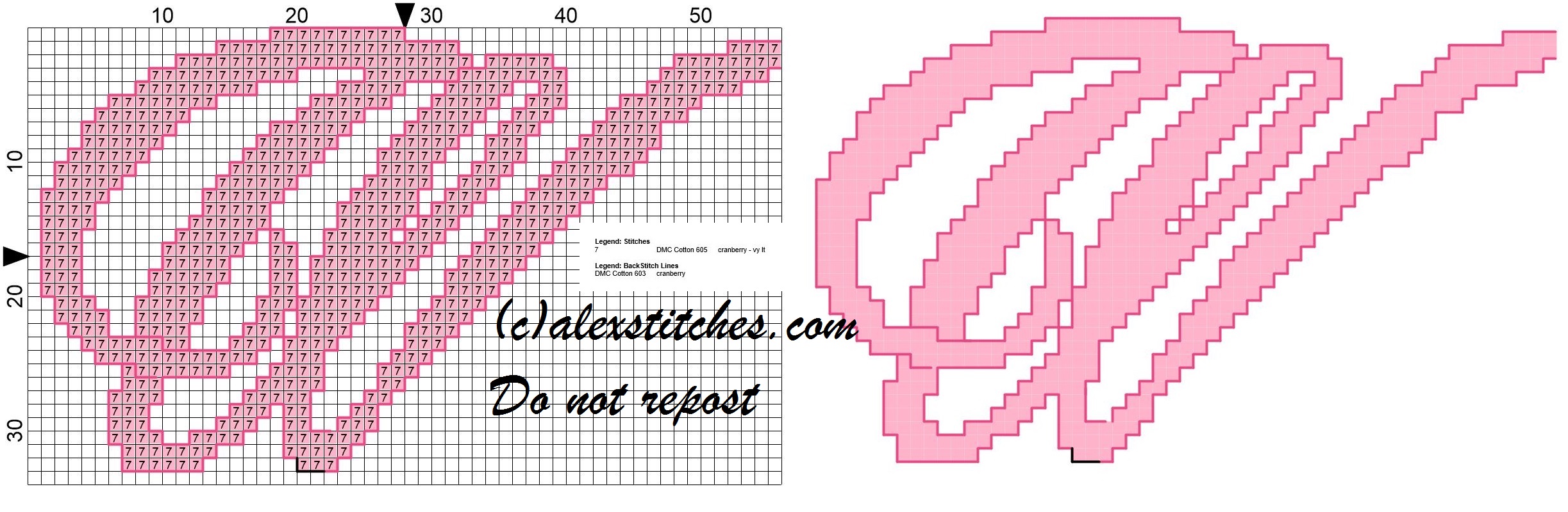 Initial letter w cross stitch pattern