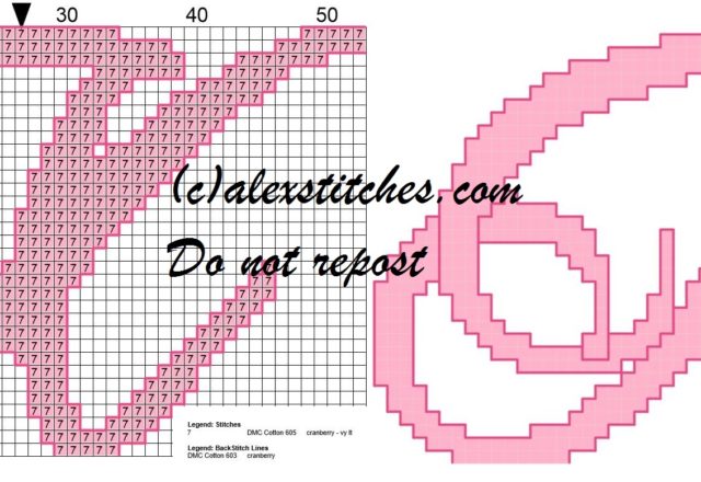 Initial letter x cross stitch pattern