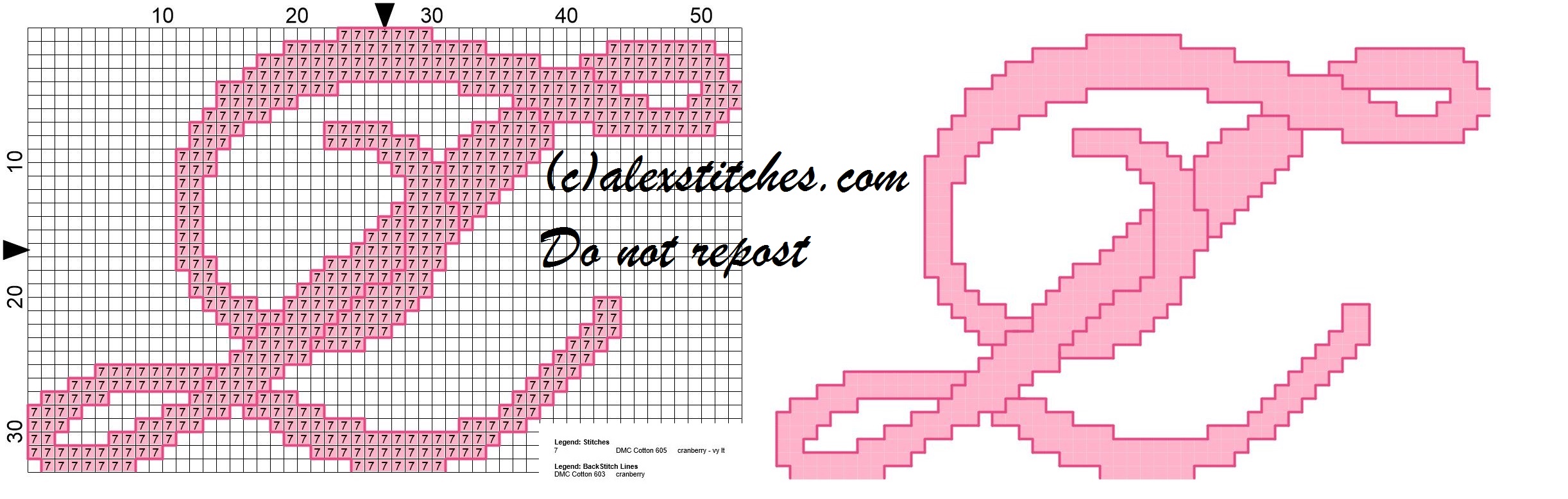 Initial letter z cross stitch pattern