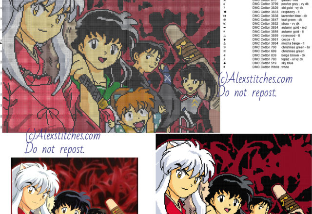 Inuyasha free cross stitch pattern 200x165 25 colors