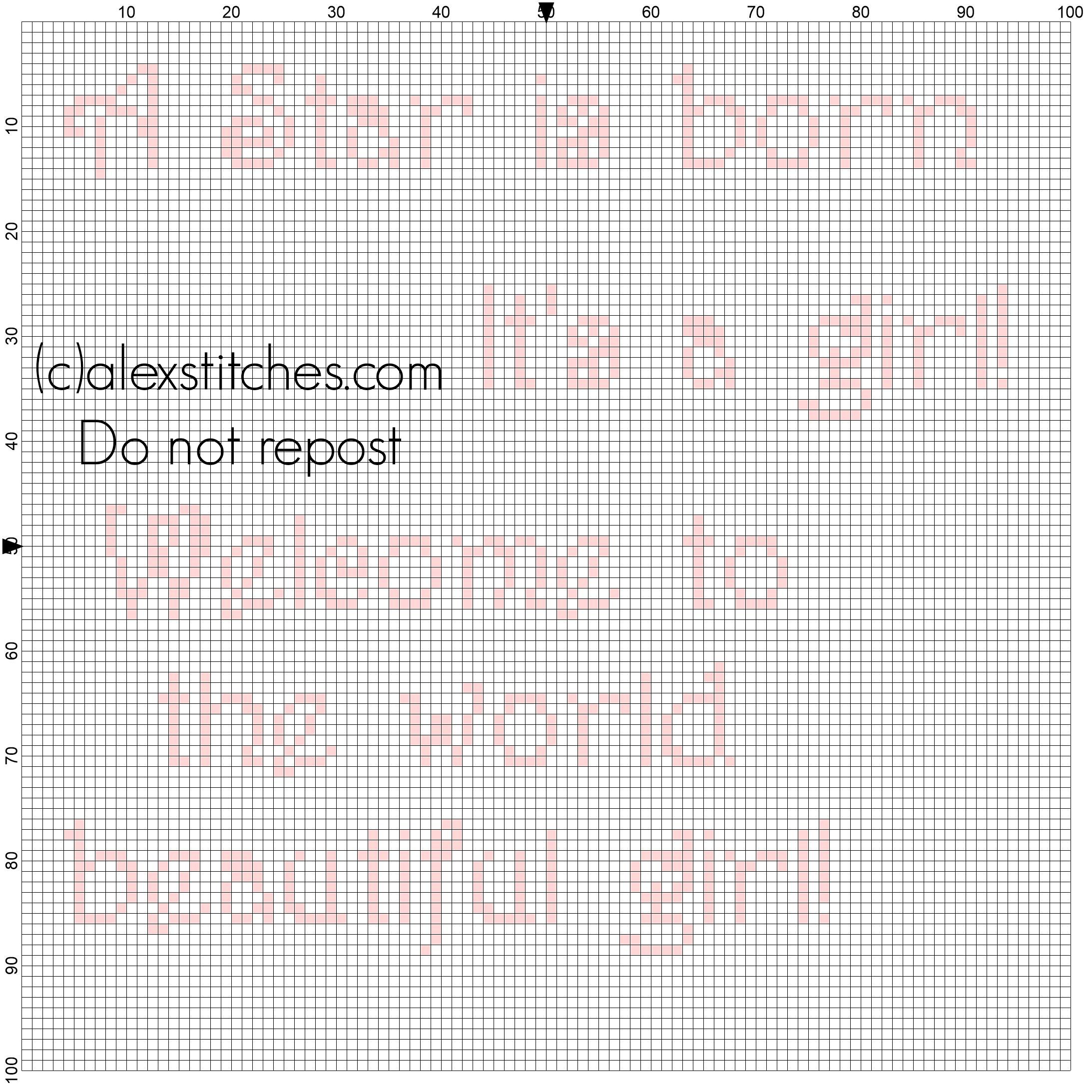 It' s a girl cross stitch pink text for birth records