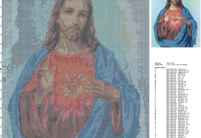 Jesus of Nazareth Jesus Christ with halo religious free cross stitch pattern