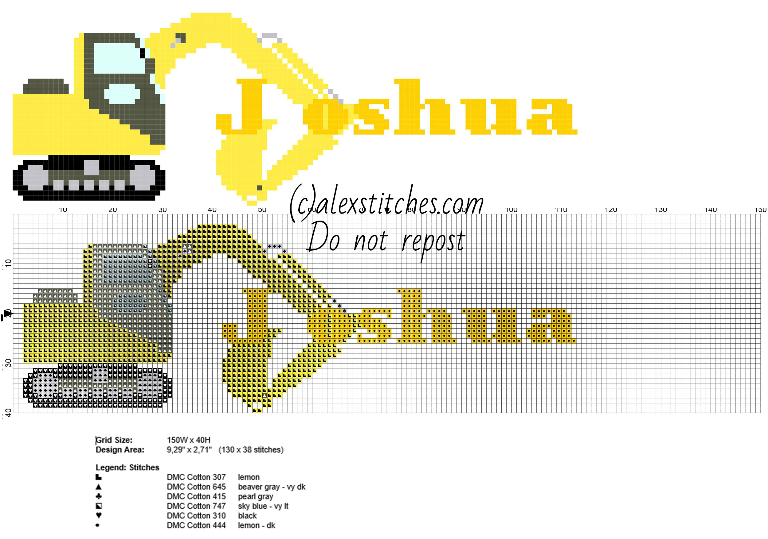 Joshua cross stitch baby male names with the excavator