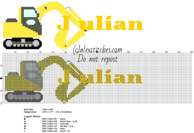 Julian cross stitch baby male names with the excavator