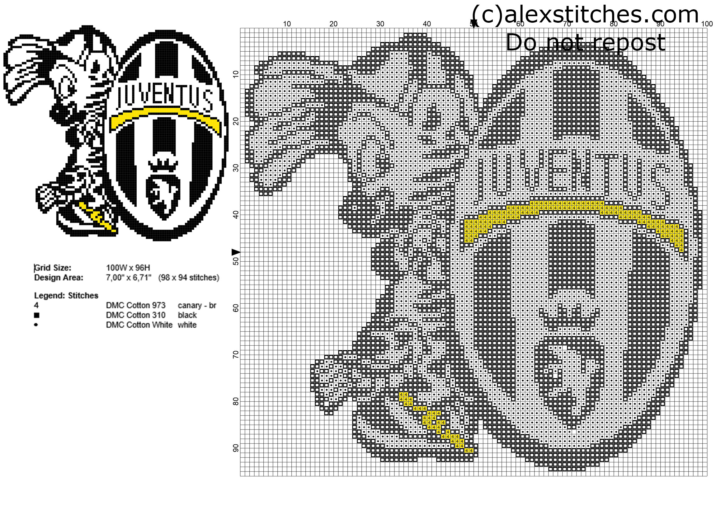 Juventus mascot baby zebra free small cross stitch pattern