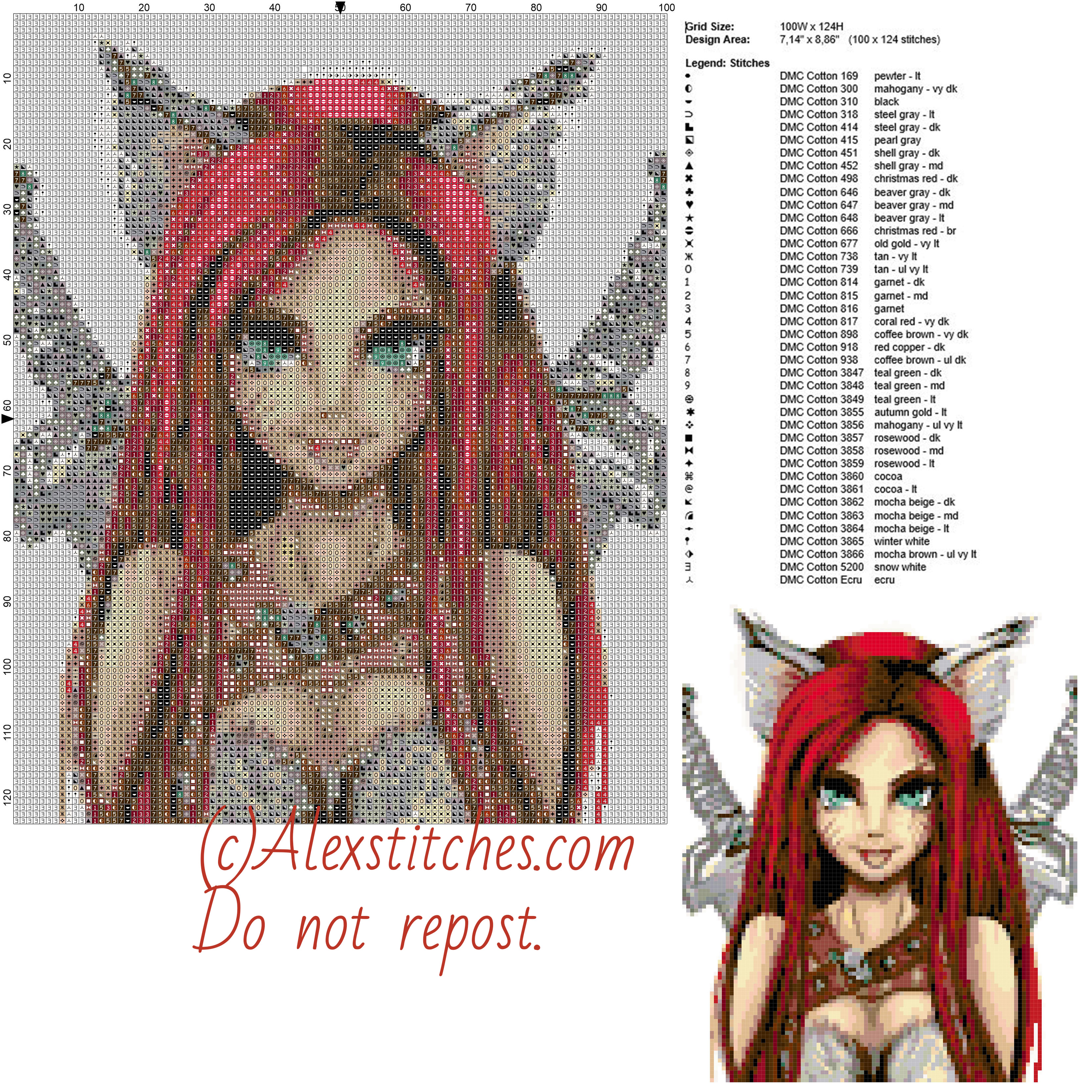 Katarina Kitty Cat (League of Legends) free videogames cross stitch pattern 100x124 40 colors