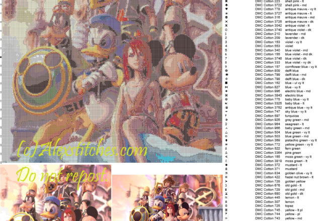 Kingdom Hearts free cross stitch pattern 250x240 100 colors