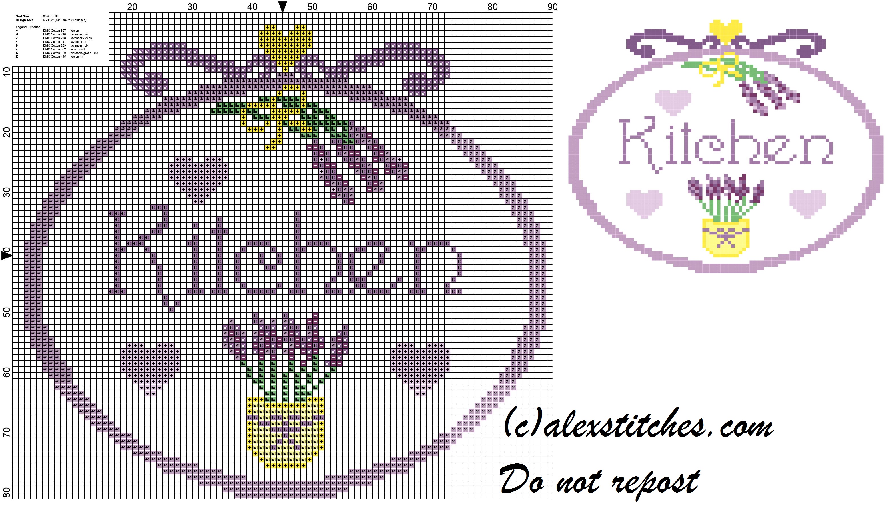 Kitchen lavender pot cross stitch pattern
