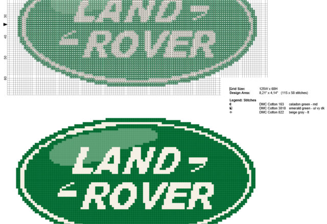 Land Rover car logo free cross stitch pattern