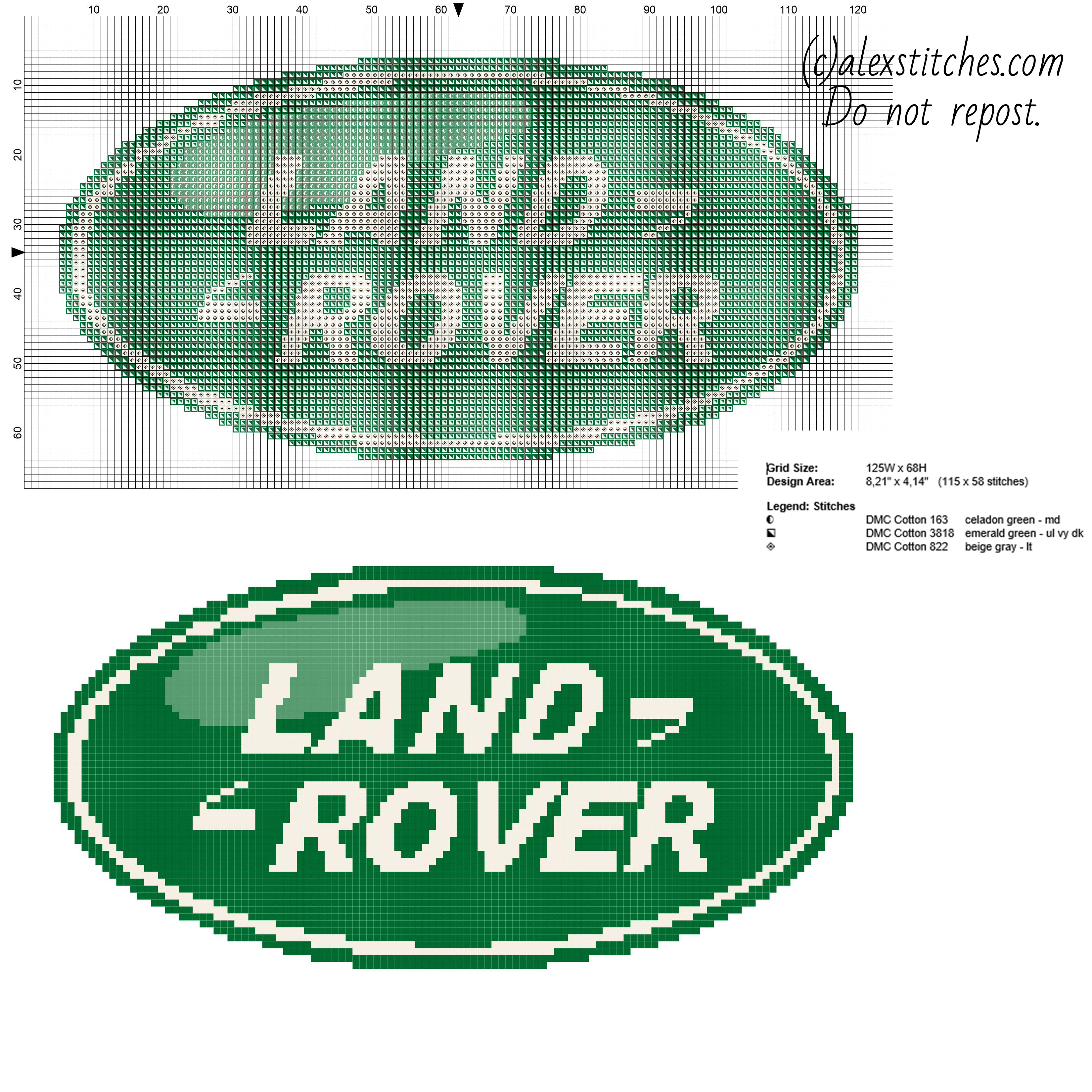 Land Rover car logo free cross stitch pattern
